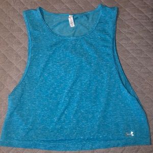 Blue cropped under armour workout tank top